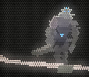 Shadow of the colossus pixel art with gridlines