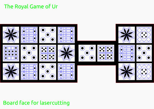 The Royal Game of Ur board face for laser-cutting