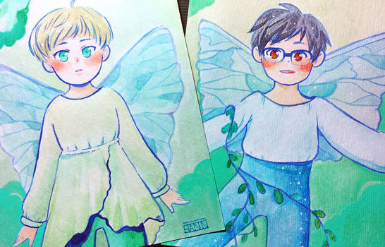 YOI - Fairy Yuuri and Yurio Watercolour