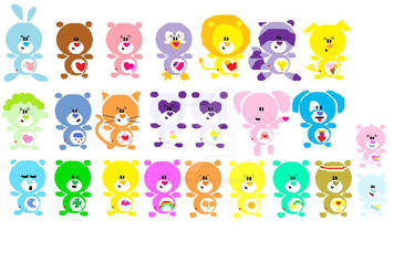 Stylised Care Bears + Cousins