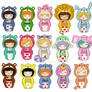 Kokeshi Care Bears + Cousins