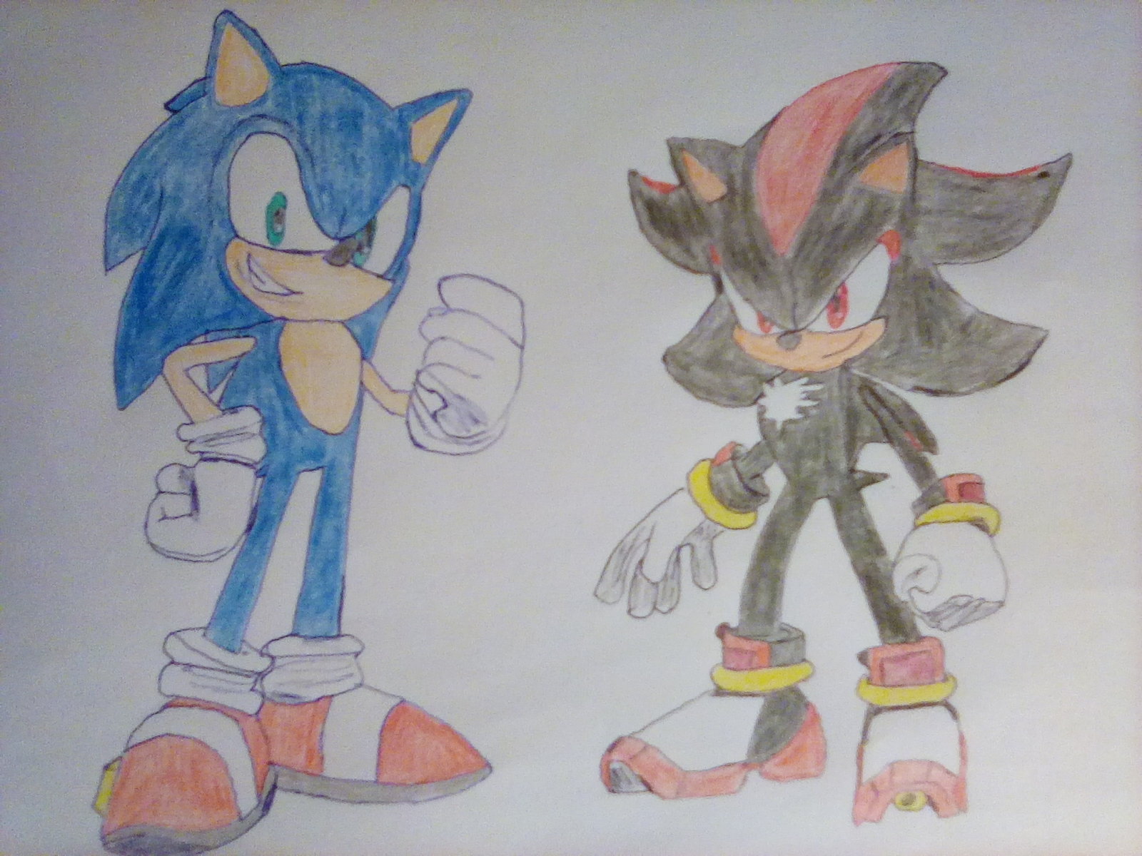 sonic the hedgehog and shadow the hedgehog (sonic) drawn by