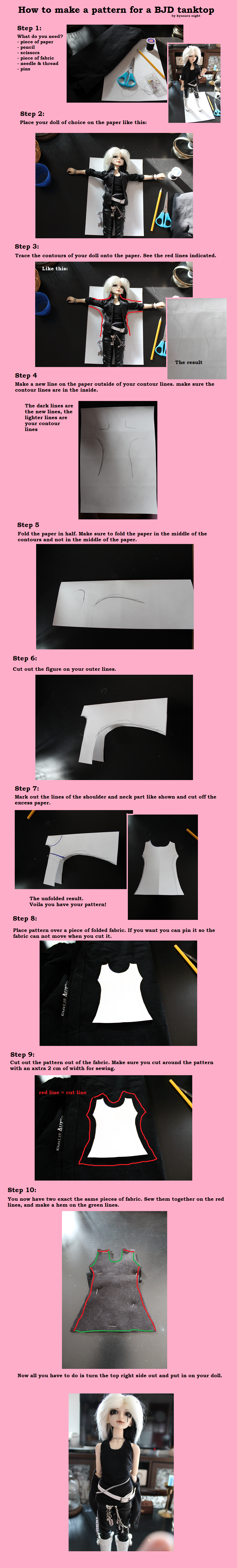 Tutorial: How to make a BJD tanktop Pattern