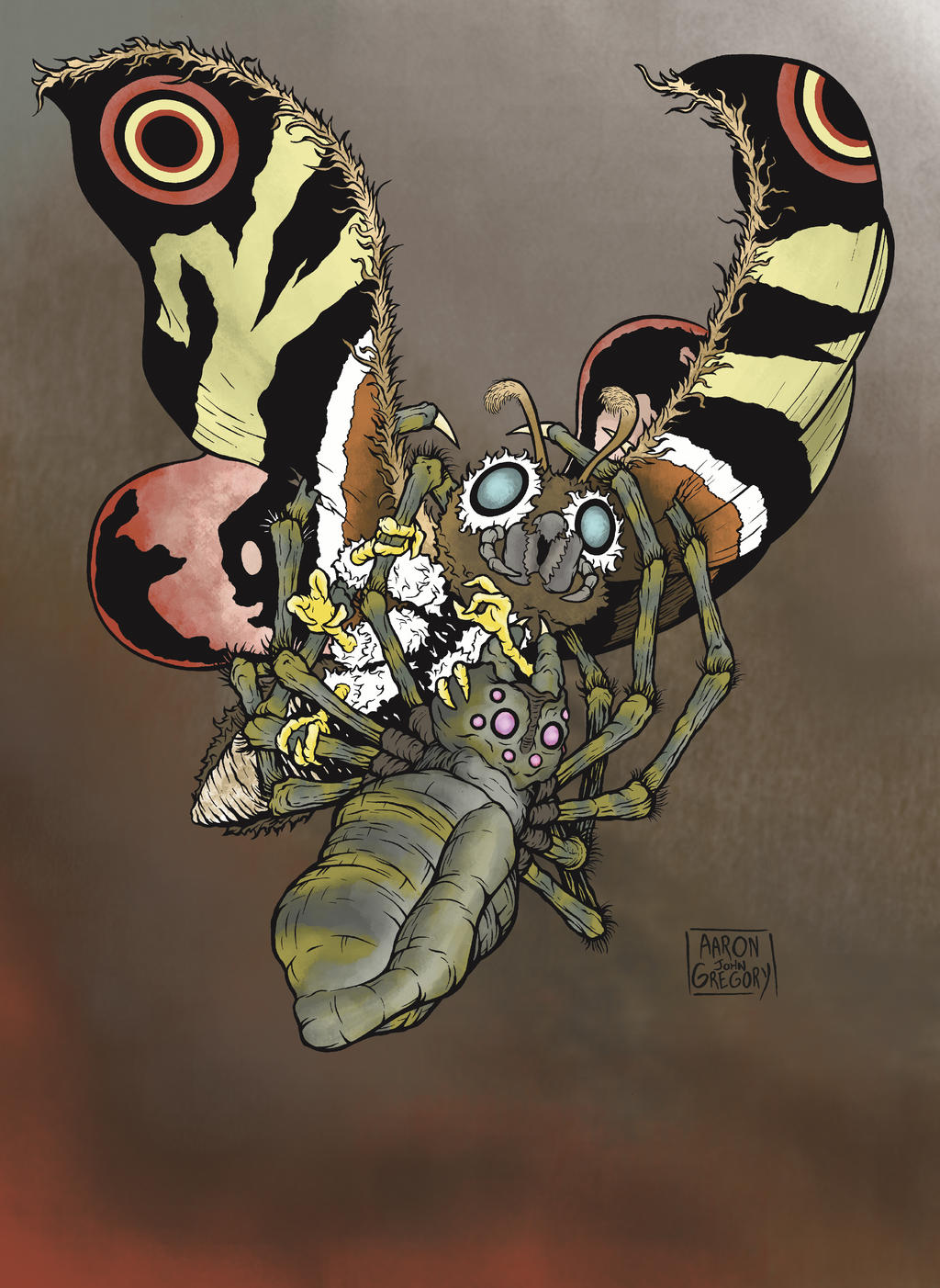 MOTHRA vs. KUMONGA colored