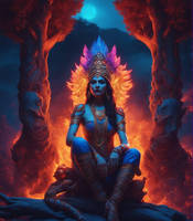 Indian woman sitting on tantra pose