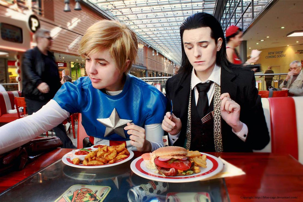 Steve and Loki having Dinner
