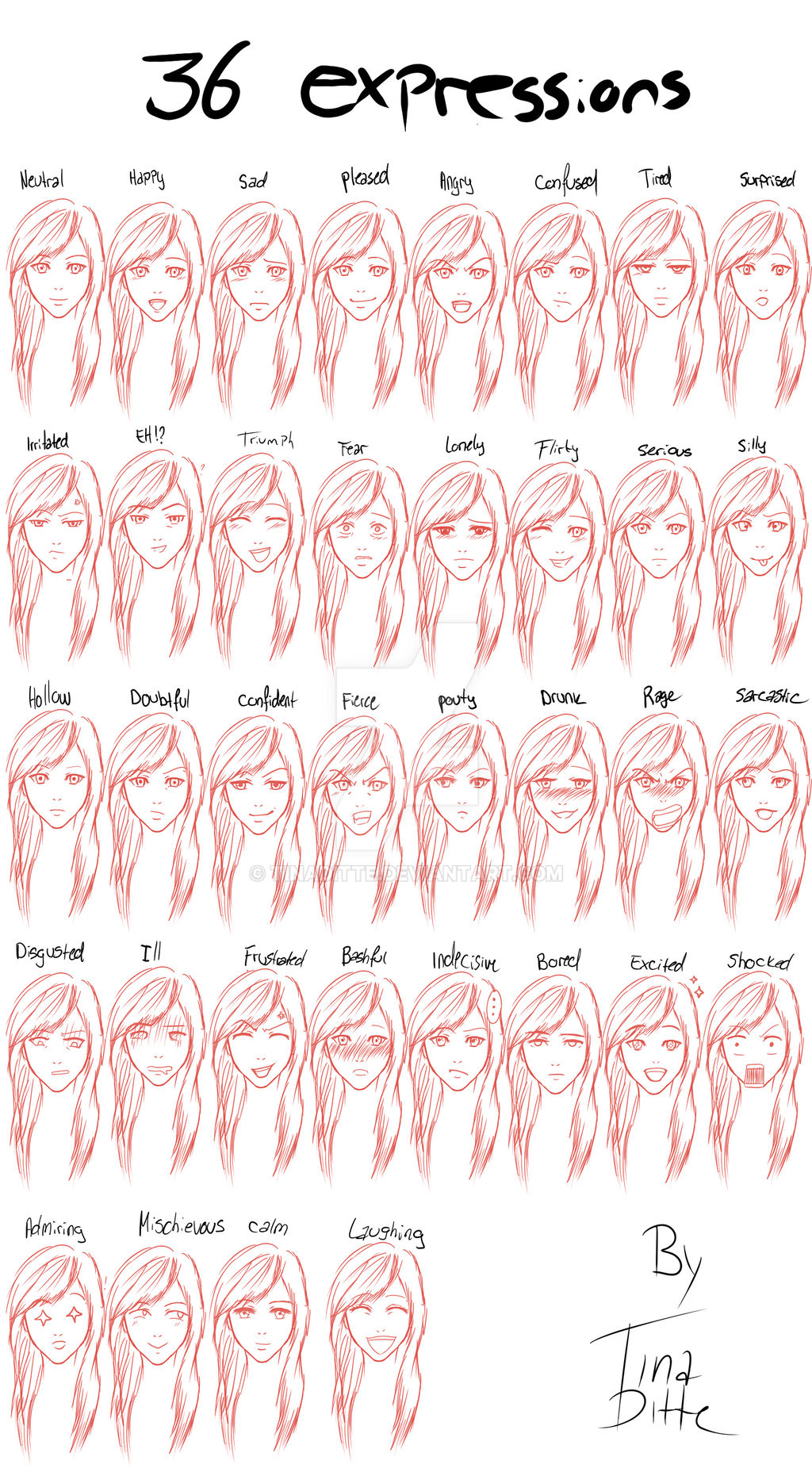 Oc Expression Exercise Expression sheet of my O.C by tinaditte on DeviantArt