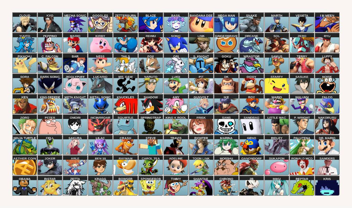 Smash Brod Roster Rivals Of Smash Bros. Extended Roster by Jonah250000 on DeviantArt