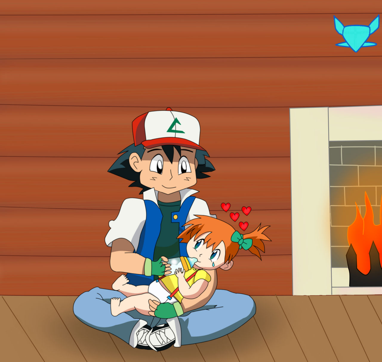 Ash Feeding Baby Misty Commission by Bluesharky38 on DeviantArt
