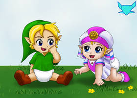 Baby Link and Baby Zelda , Oot Babies Commission 1