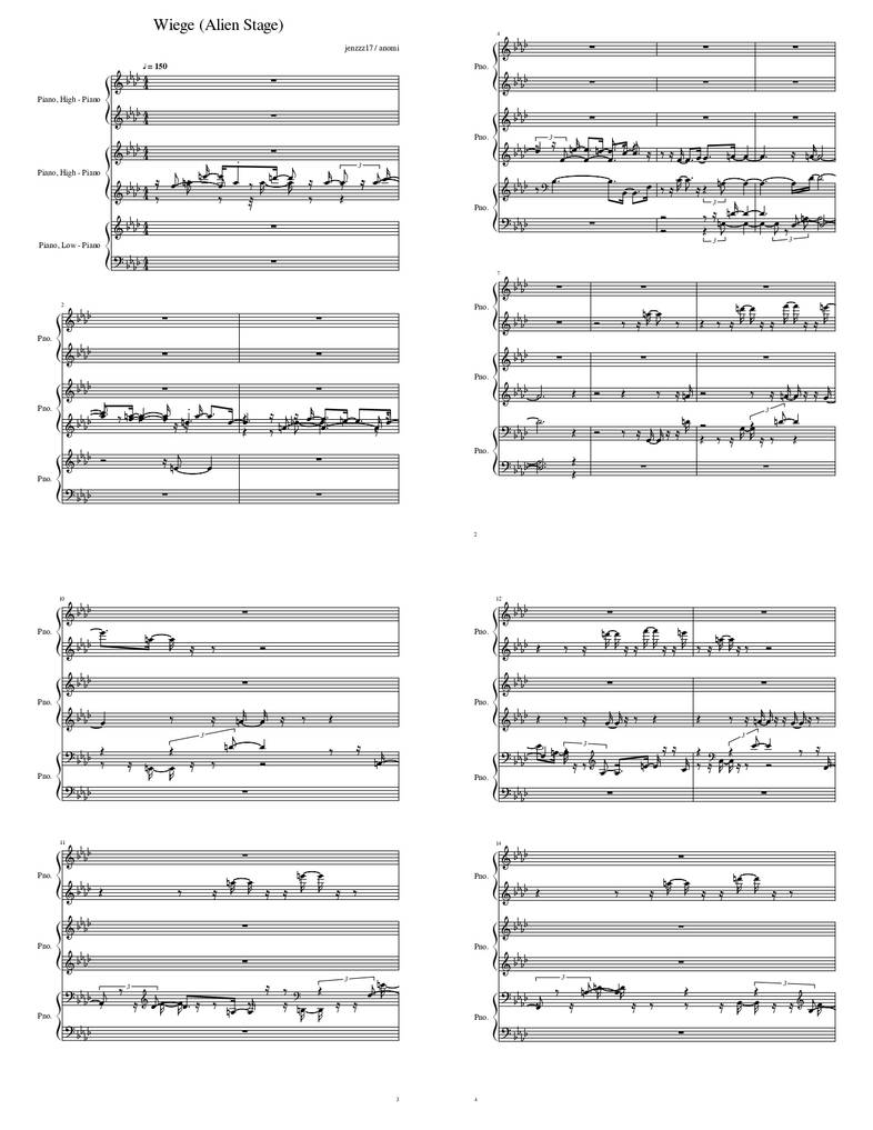 Wiege Notes Wiege (Alien Stage) Music Sheet by anomibachi on DeviantArt