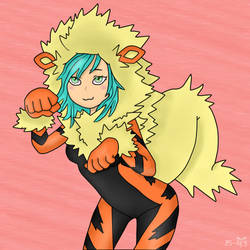 Girl in an Arcanine cosplay *Roar*