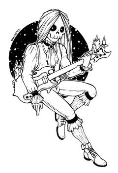 Inktober #31 (2017): Skull Guitarist