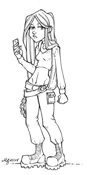 Inktober #15 (2018): Slouching Girl