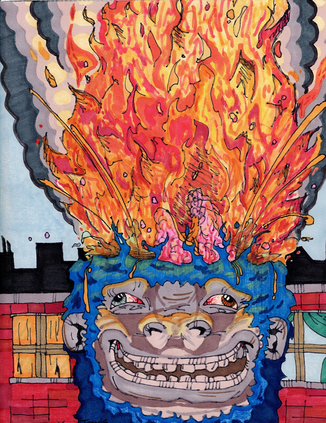 Monkeys Head Exploding Fire Coming Out Of The Monkeys Head by cinnamonkey on DeviantArt