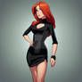 Kim possible sexy black dress. Red hair
