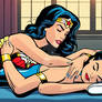 Wonder women laying on her chest getting a massage