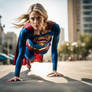 Supergirl doing push-ups acamera