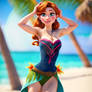 Anna of Arendelle sexy bimini on a tropical beach,