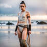 Star wars Rey wearing a microkini on the beach