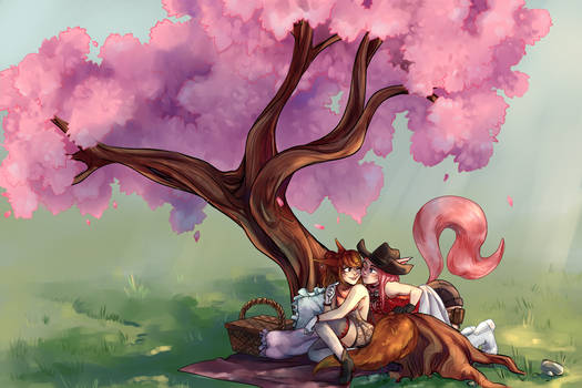 picnic by the sakura tree