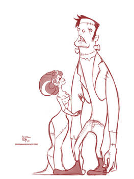 Halloween Doodle 03: Frankenstein and Bride