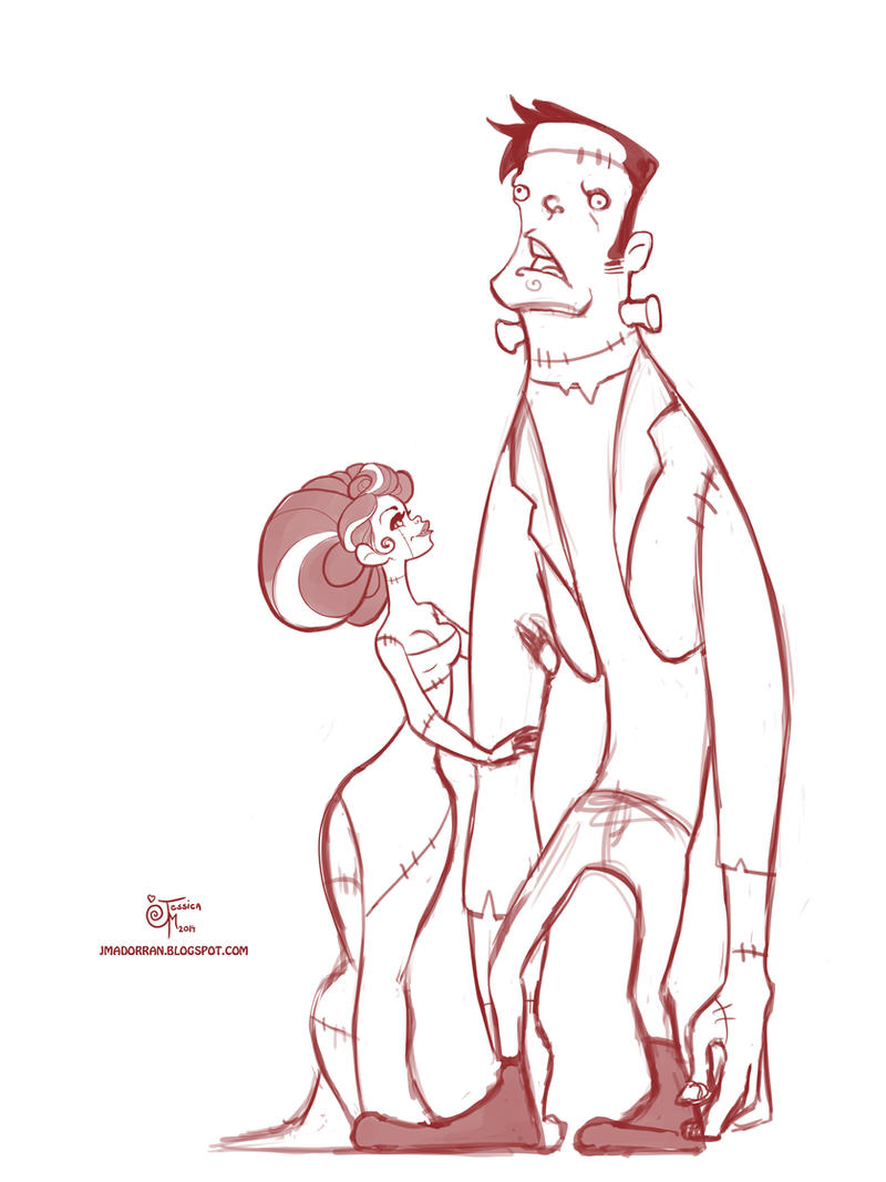 Halloween Doodle 03: Frankenstein and Bride