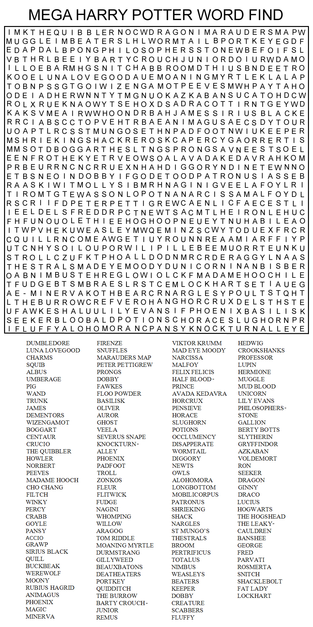 MEGA HARRY POTTER WORD FIND by Kinky-chichi on DeviantArt Inside Word Sleuth Template