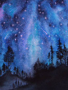 Night Sky in Forest Artwork SOLD