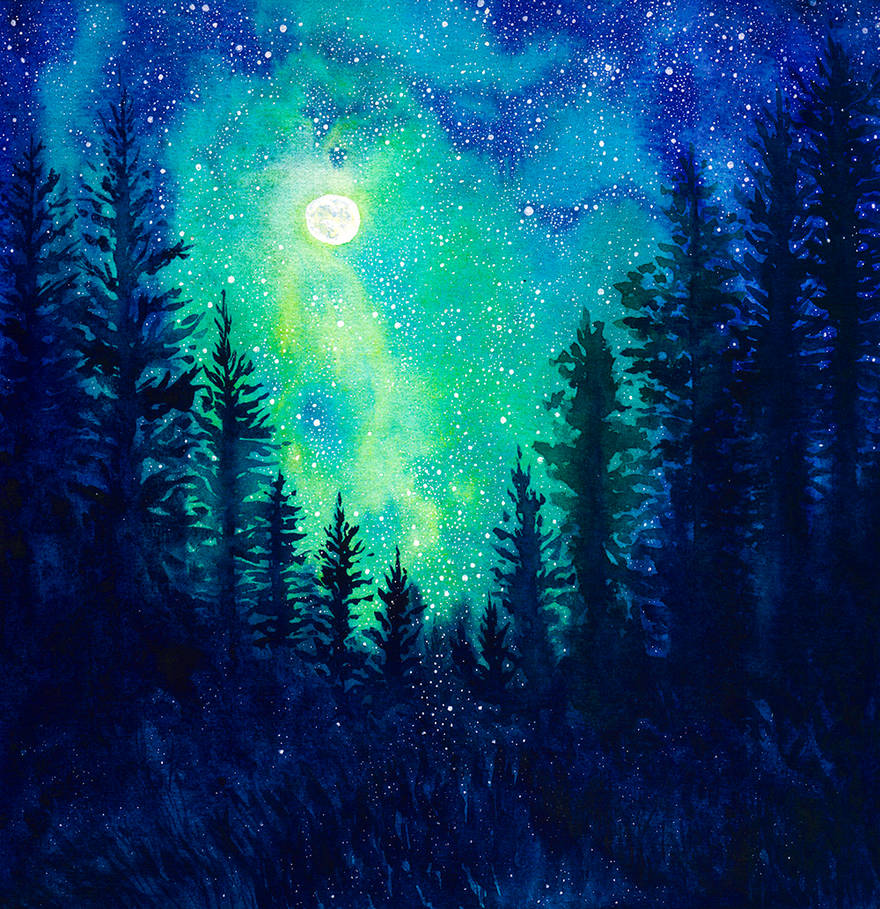 Magic Night Forest by Space-Oleandr on DeviantArt