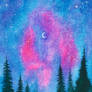 Pink Moon Night in Forest Artwork Sold