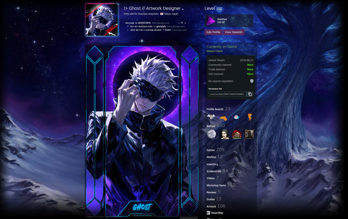 Gojo Satoru #2 | Jujutsu Kaisen Steam Artwork by ghost5099 on DeviantArt