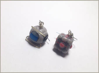 Companion cube and Wheatley Portal 2 earrings