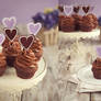 Chocolate Cupcakes with Purple Hearts