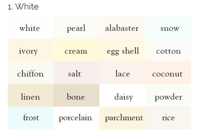 White Color Variations by Gold-The-Narrator on DeviantArt