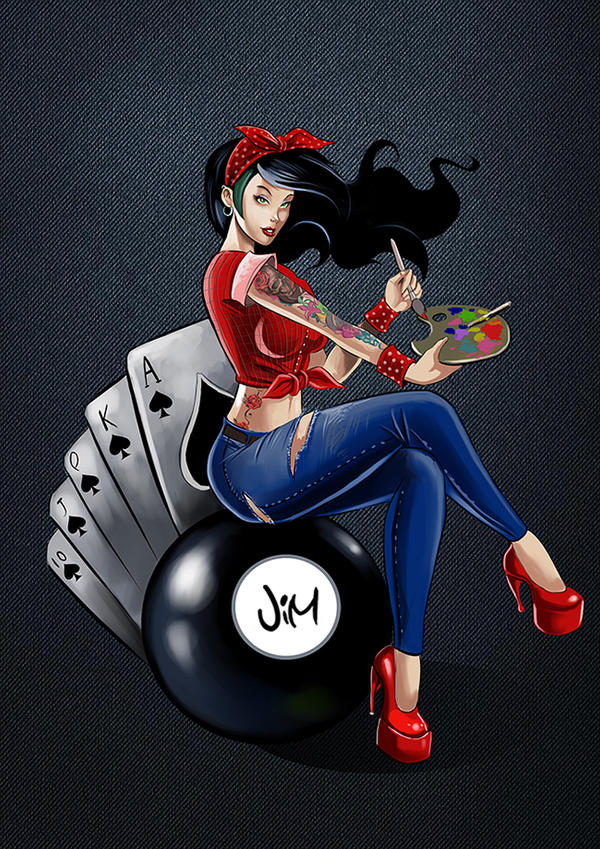 Pin up: rockabilly artist girl color by jimjaz on DeviantArt