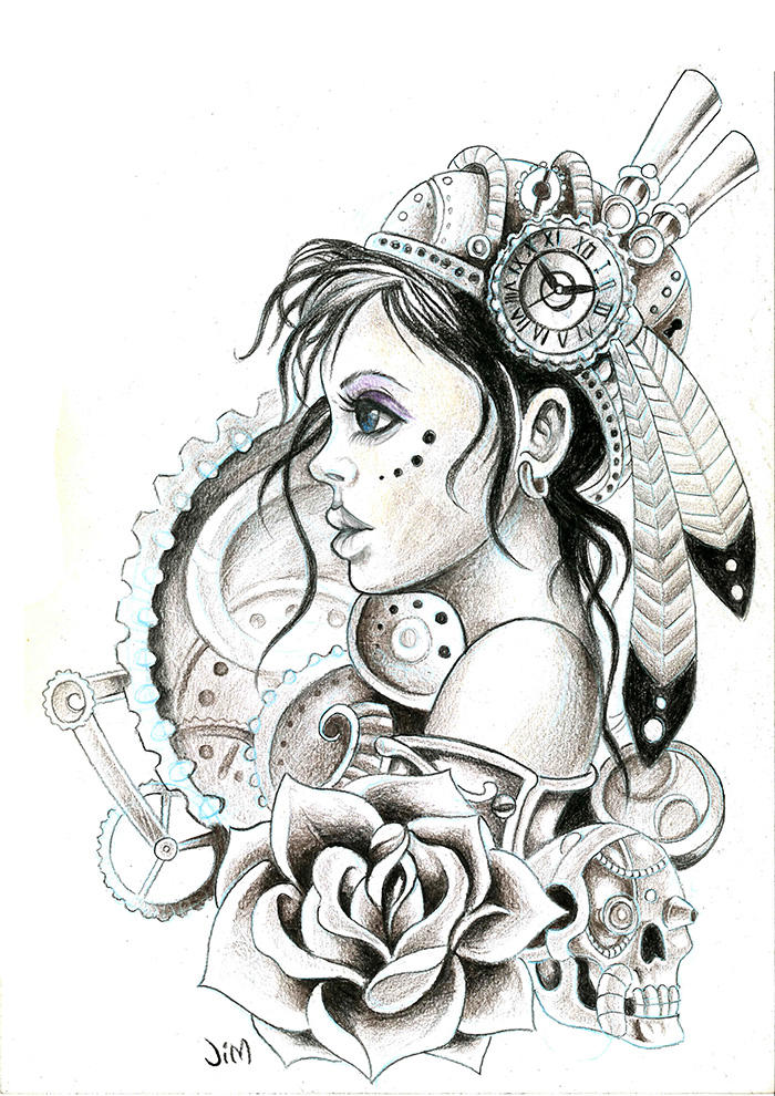 Steampunk Girl Tattoo design. by jimjaz on DeviantArt