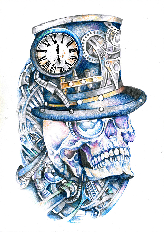Tatto Designs Steampunk skull by jimjaz on DeviantArt