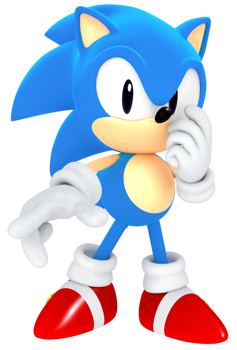 Classic Sonic Render Test 1 with New textures by bandicootbrawl96