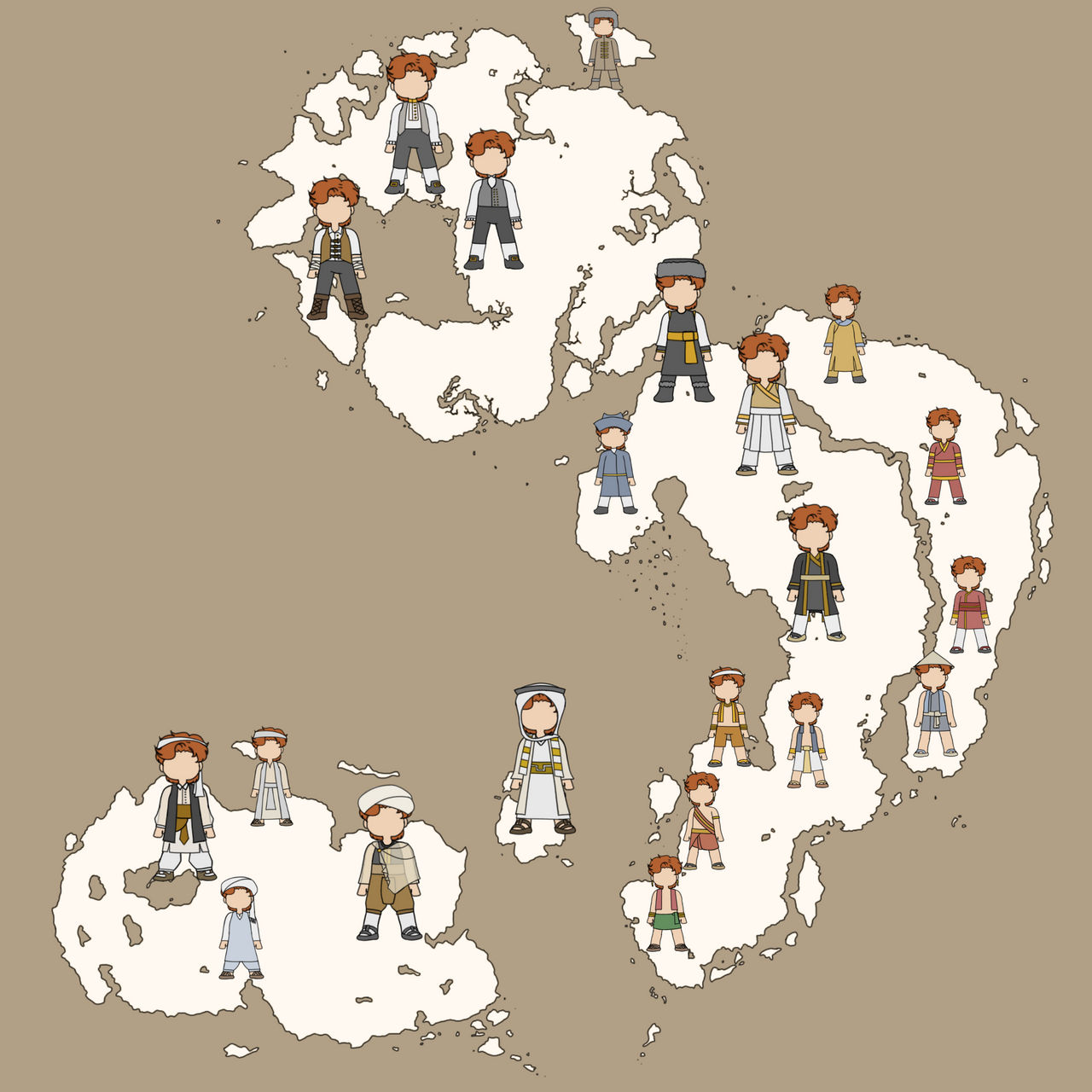 Traditional Clothing Around The World Fantasy Map by DanielDabble