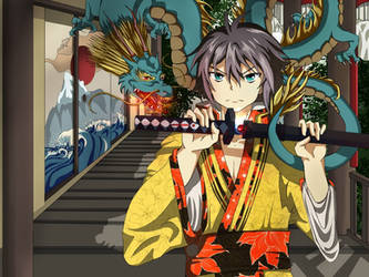 Katana and Chinese dragon
