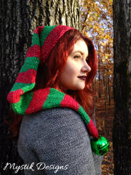 Red and Green Jingle Bell Elf Hat