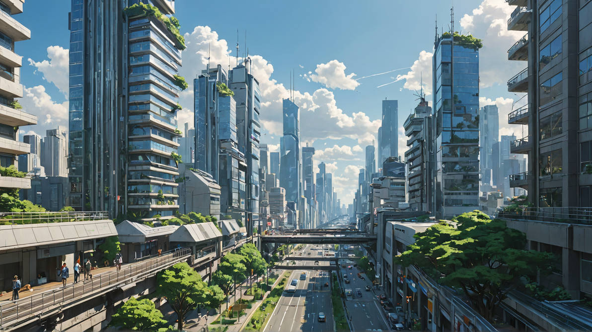 Deviantart Future Wallpaper of a far-future city, digital painting by Tortano on DeviantArt
