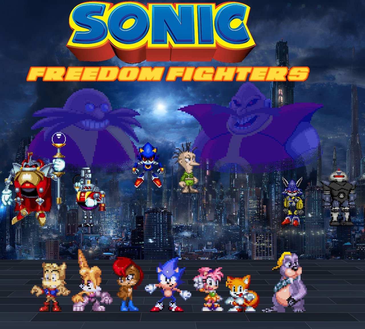 Sonic vs Metal Sonic Fan Art Poster - New Original Art - 17 (W) x 11 (H)