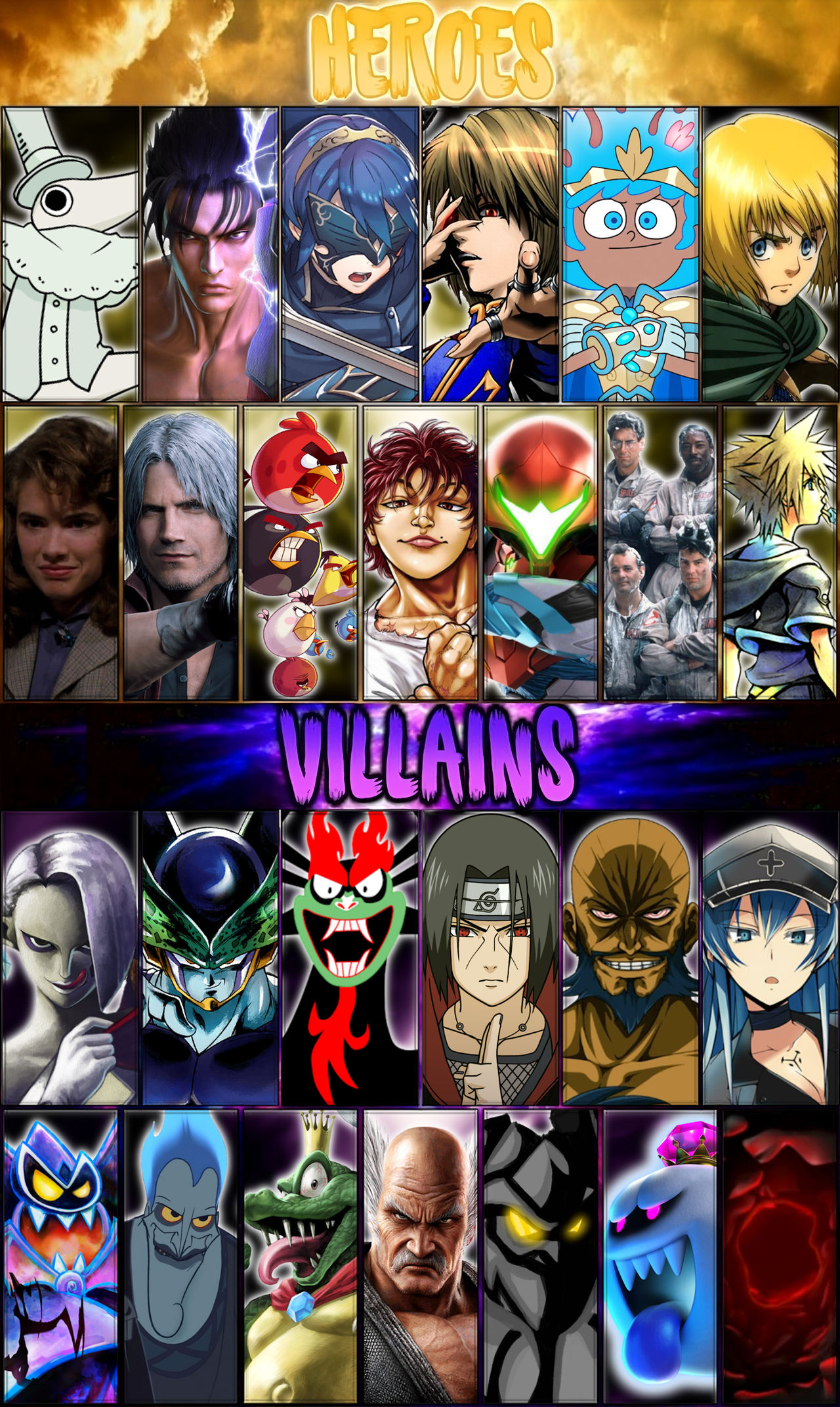 Heroes VS Villains Roster by GreekDBW on DeviantArt