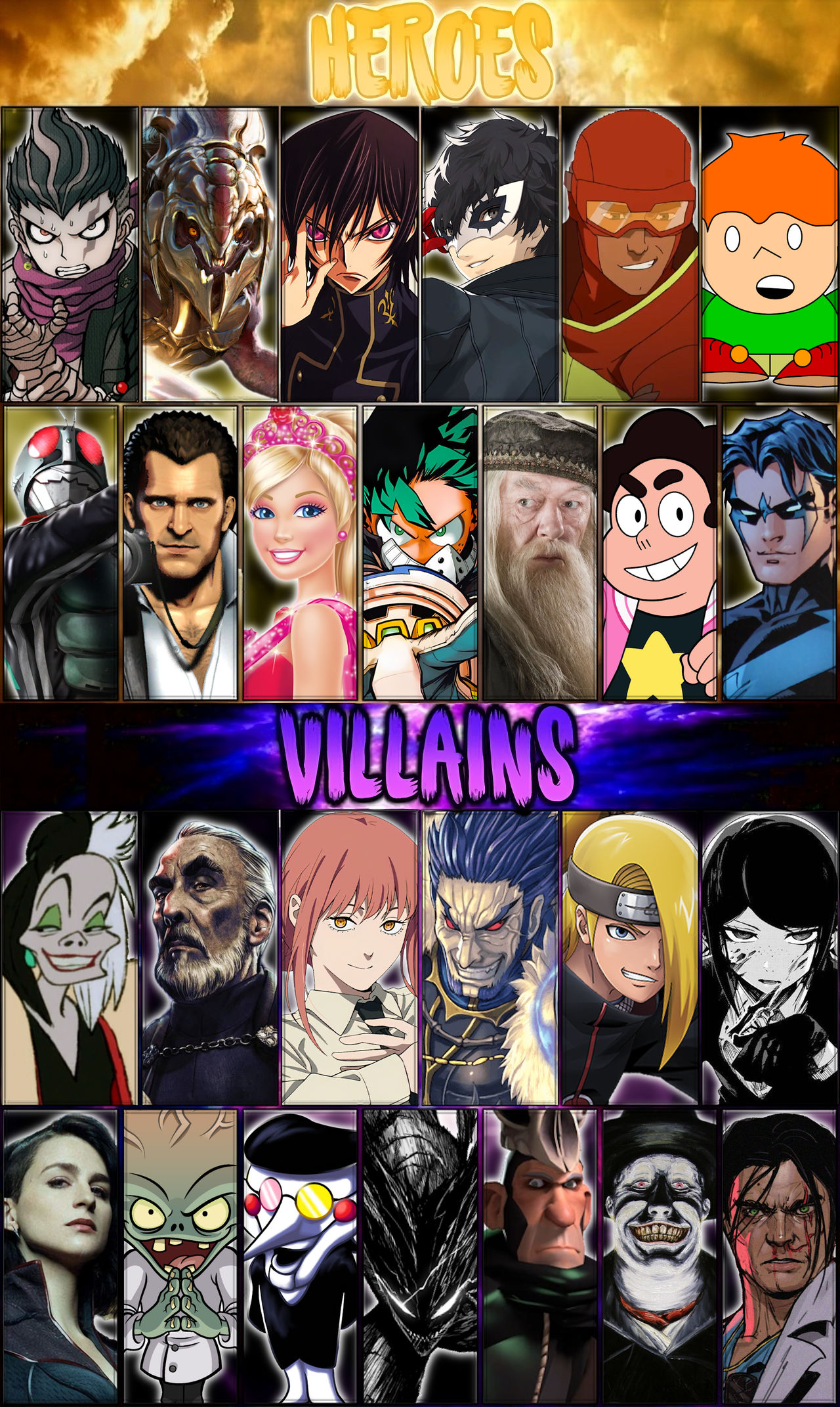 Heroes VS Villains Roster 9 by GreekDBW on DeviantArt
