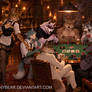 The wolves at the bar playing poker