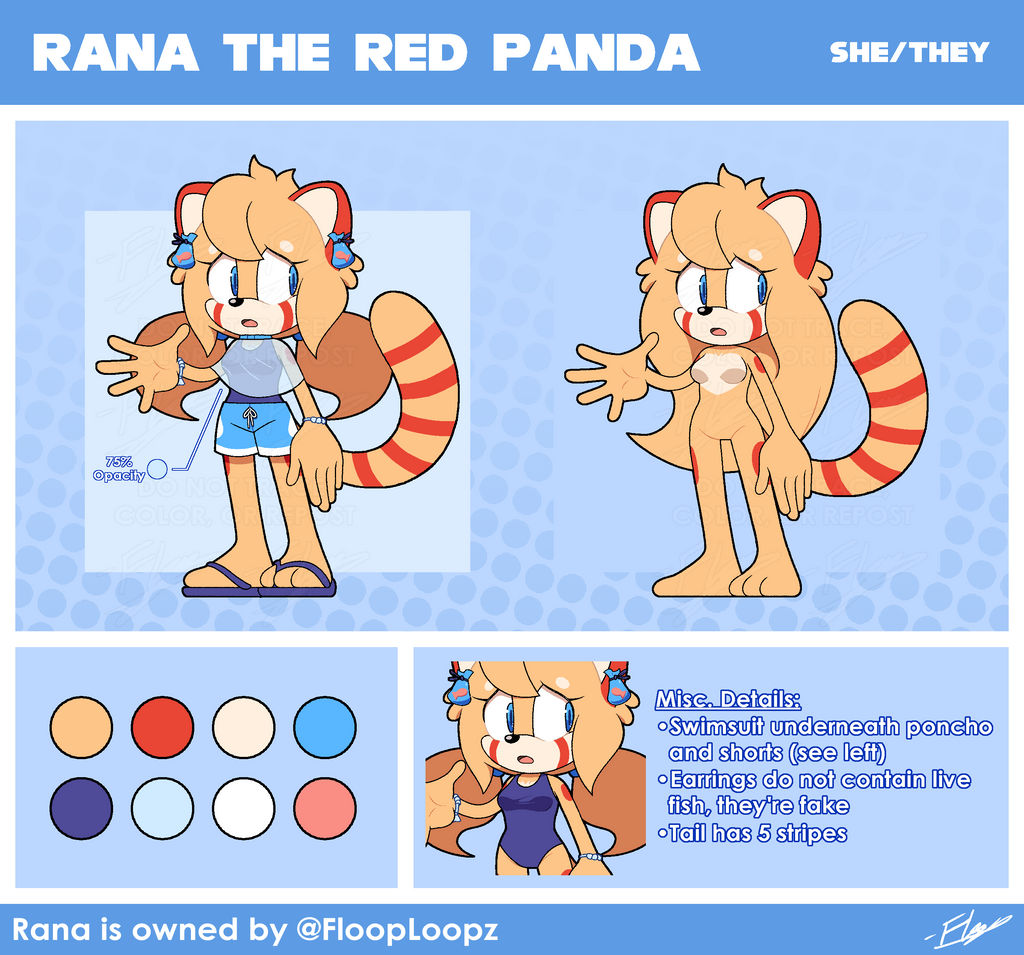 Panda Rana Rana the Red Panda Reference Sheet 2022 by FloopLoopz on DeviantArt