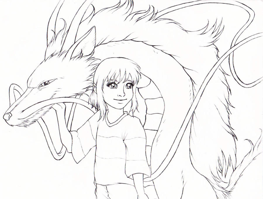 Spirited Away Haku And Chihiro Line art By Dark Bahamut Zero On DeviantArt spirited-away-haku-and-chihiro-line-art-by-dark-bahamut-zero-on-deviantart