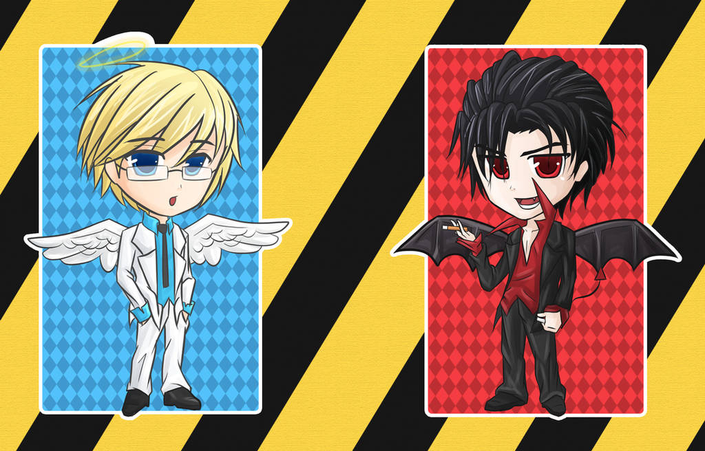 CHIBI Bookmark Angel and Devil by eonlegend